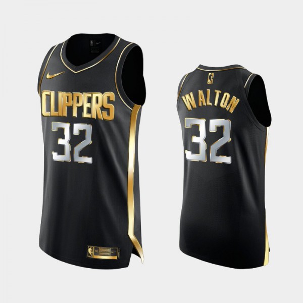 Bill Walton Los Angeles Clippers #32 Men's Golden Authentic Men LA Clippers Golden Edition Authentic Limited Jersey - Black