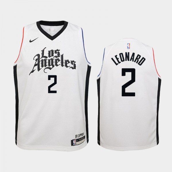 Kawhi Leonard Los Angeles Clippers #2 Youth City 2019-20 Jersey - White