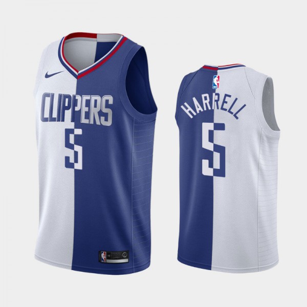 Montrezl Harrell Los Angeles Clippers #5 Men's Split Two-Tone Jersey - White Royal